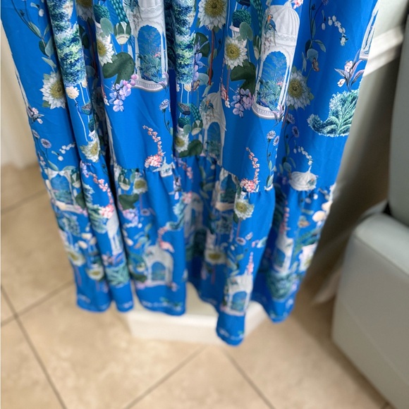 City Chic women’s size 20 Vibrant Blue Garden Maxi Dress ruffle hem sleeveless - Picture 8 of 15